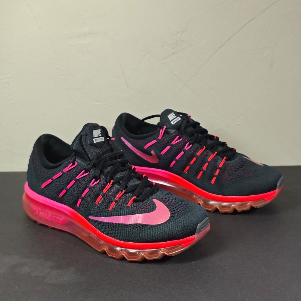 Nike Air Max 2016 Womens 8.5 Black Pink Noble Red 806772-006 Running Shoes